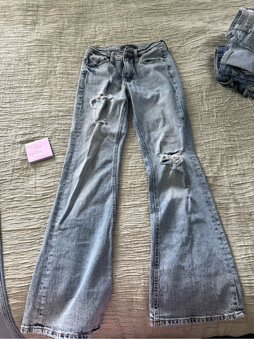 Aeropostale Light Blue Distressed Flare Jeans Size 00S